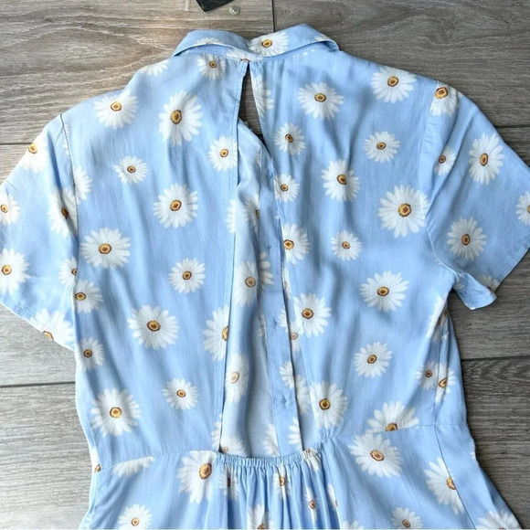 NWT Forever 21 Light Blue Daisy Open Back Button Down Shirt Dress - Picture 13 of 13